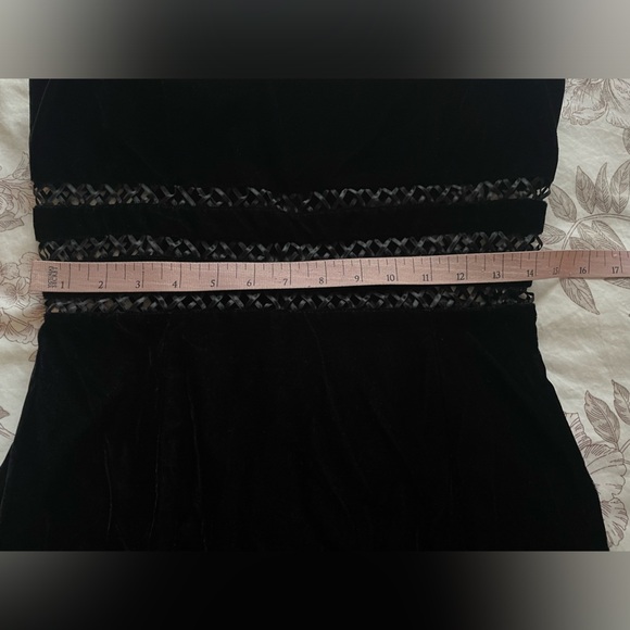 Vintage Black Velvet Cutout Maxi Dress 8 Whimsigoth Formal Vamp Witchy 90s Glam - Picture 5 of 6